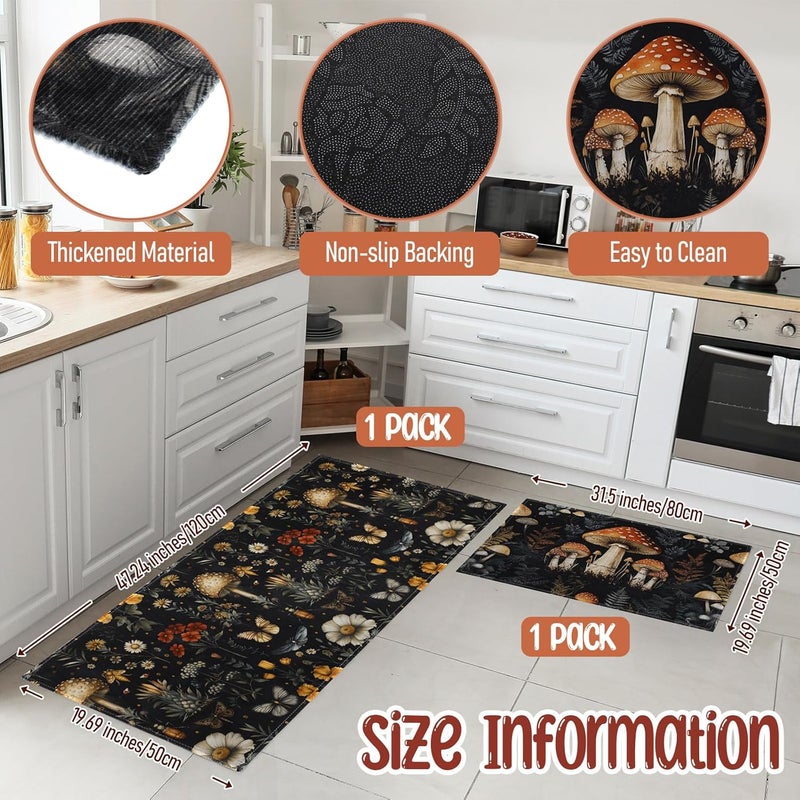 Mysora 10 Pcs Mushrooms Kitchen Gift 4 Dish Towels Tea Towels 2 Oven Mitts 2 Pot Holders Gothic 2 Mats Kitchen Accessories for Cooking Baking - Image 4